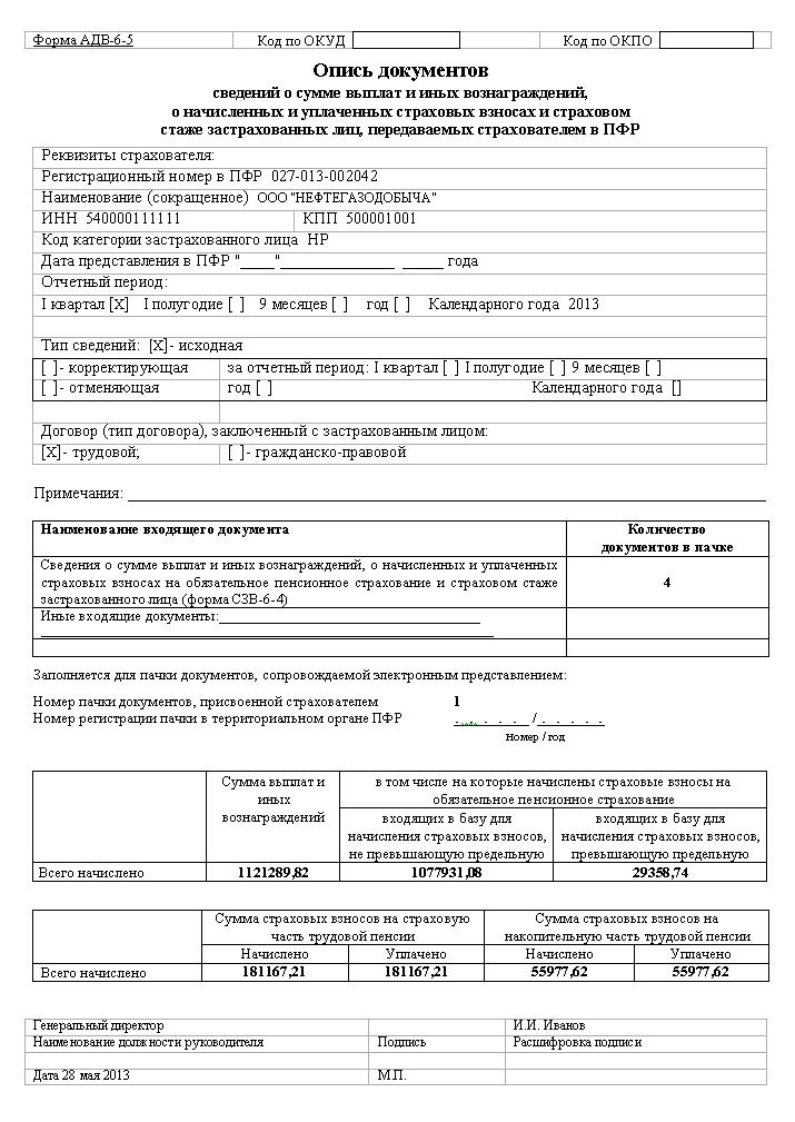 Опись предоставленных документов в фсс приложение 3 образец заполнения